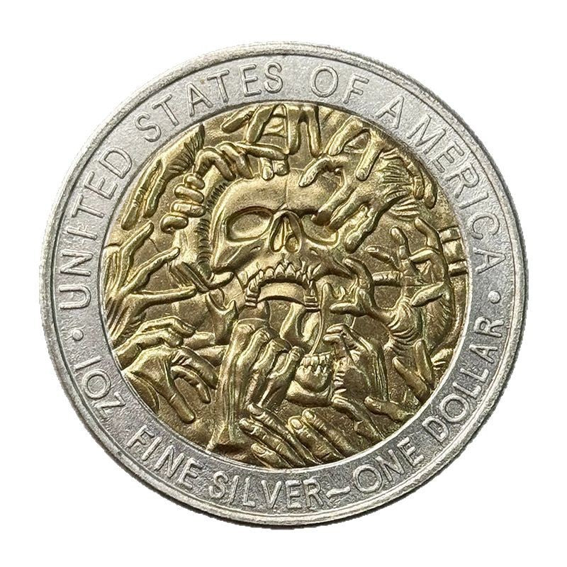 Hell Skeleton Gold & Silver Tone Coin