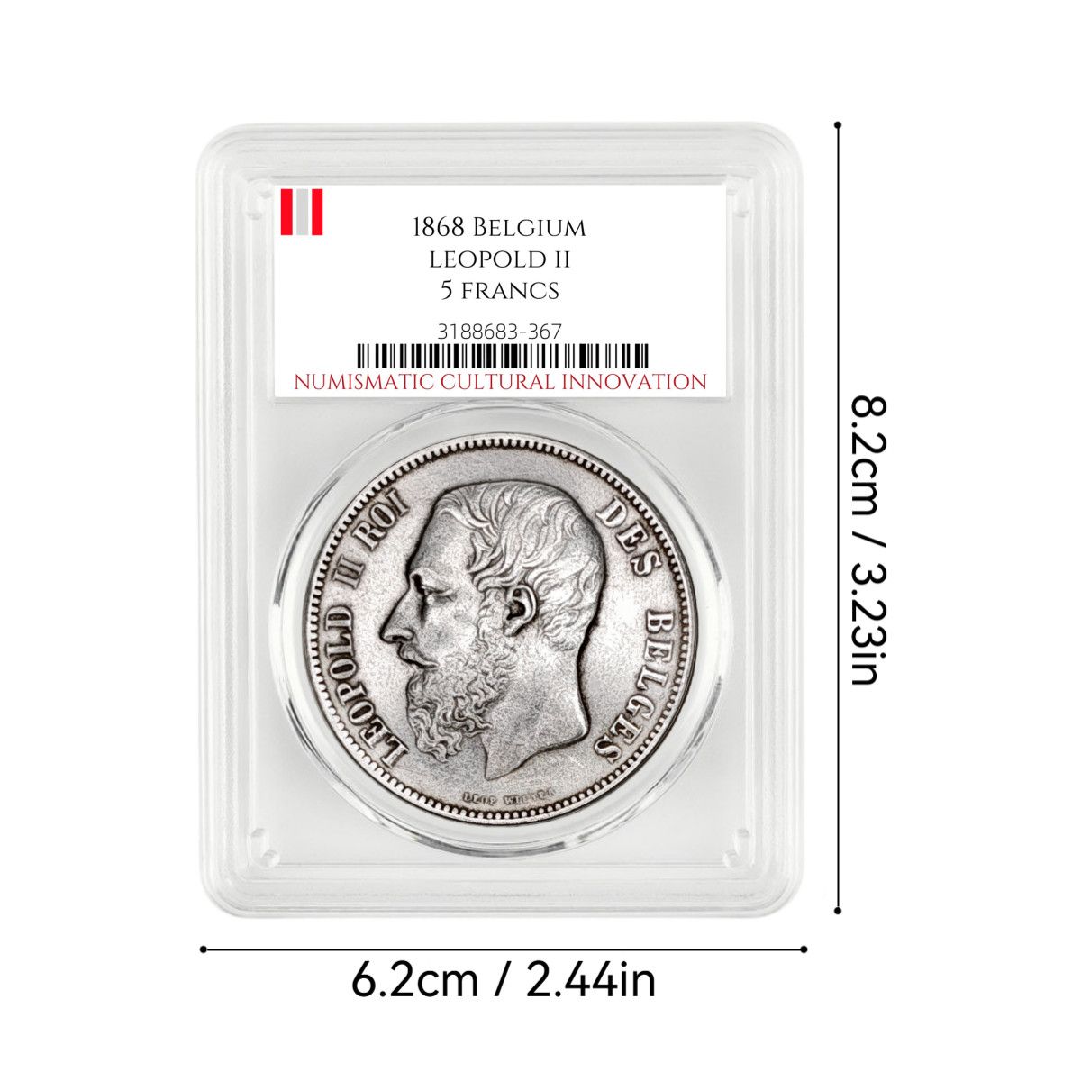 1868 Belgium 5 Francs – King Leopold II Coin