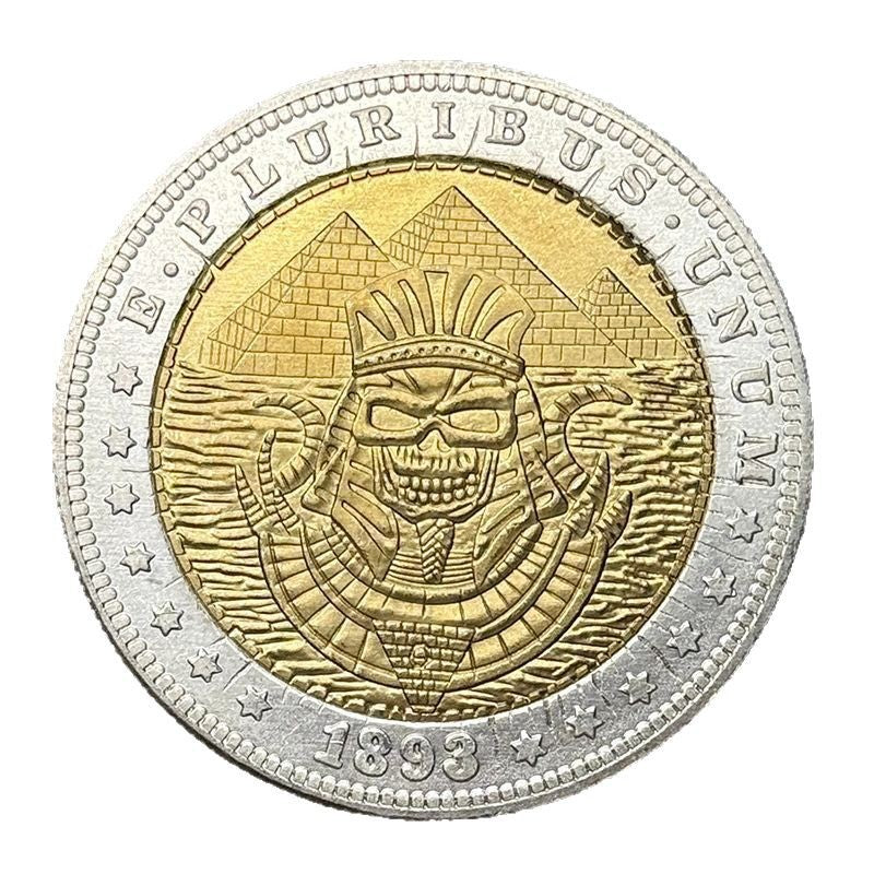 1893 Skeleton Pharaoh Gold & Silver Tone Coin