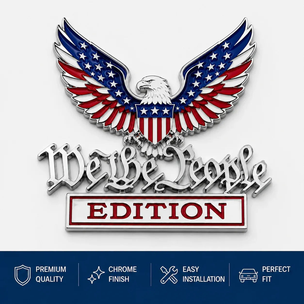 Patriot Flag Metal Car Emblem Badge