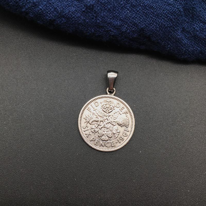 British Sixpence Coin Necklace(Random Year)