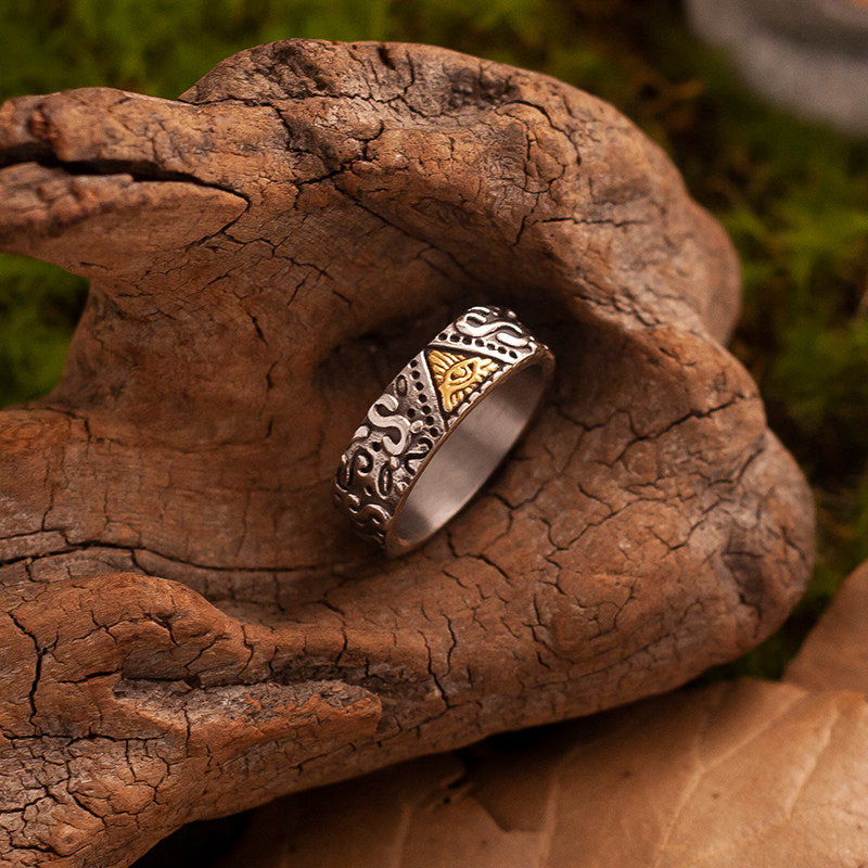 “Supernatural Perspective” | American Retro All-Seeing Eye Gold-Accent Ring