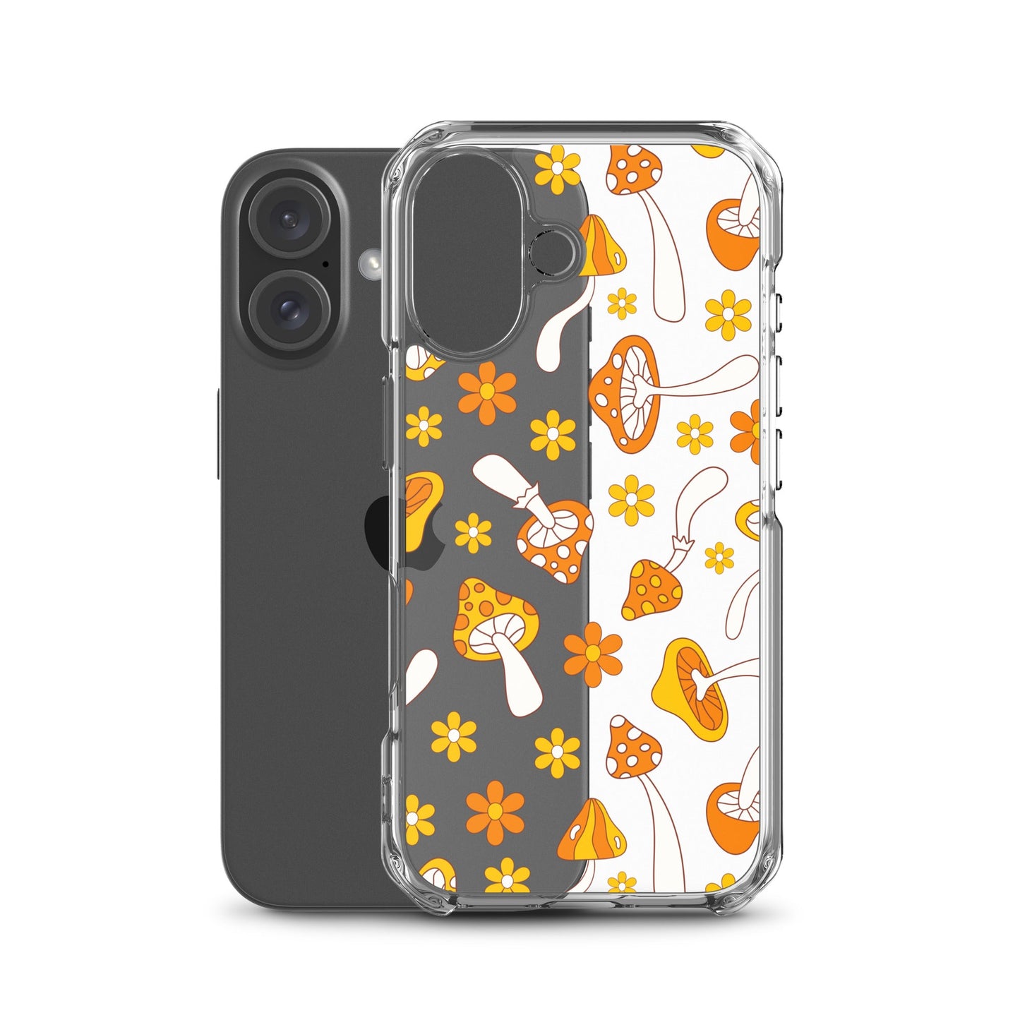 Retro Mushrooms Clear iPhone Case