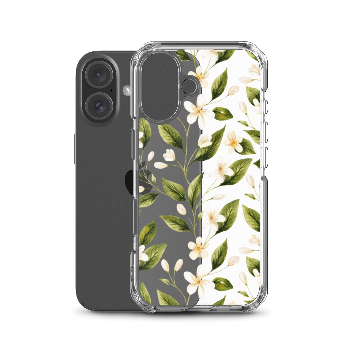 White Floral Clear iPhone Case