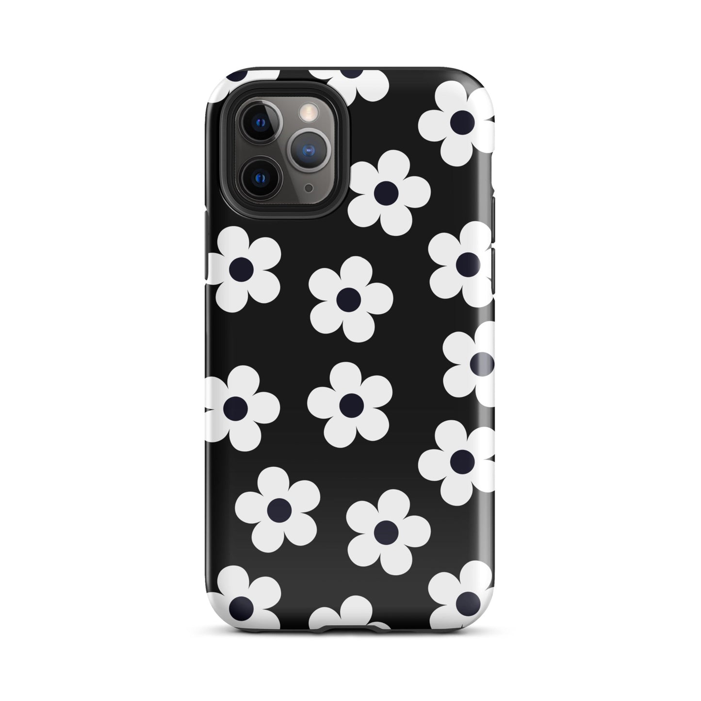 Black Retro Flowers iPhone Case