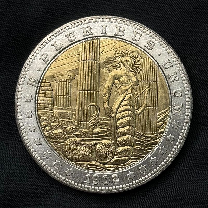1902 Medusa Gold & Silver Tone Coin
