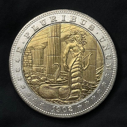 1902 Medusa Gold & Silver Tone Coin