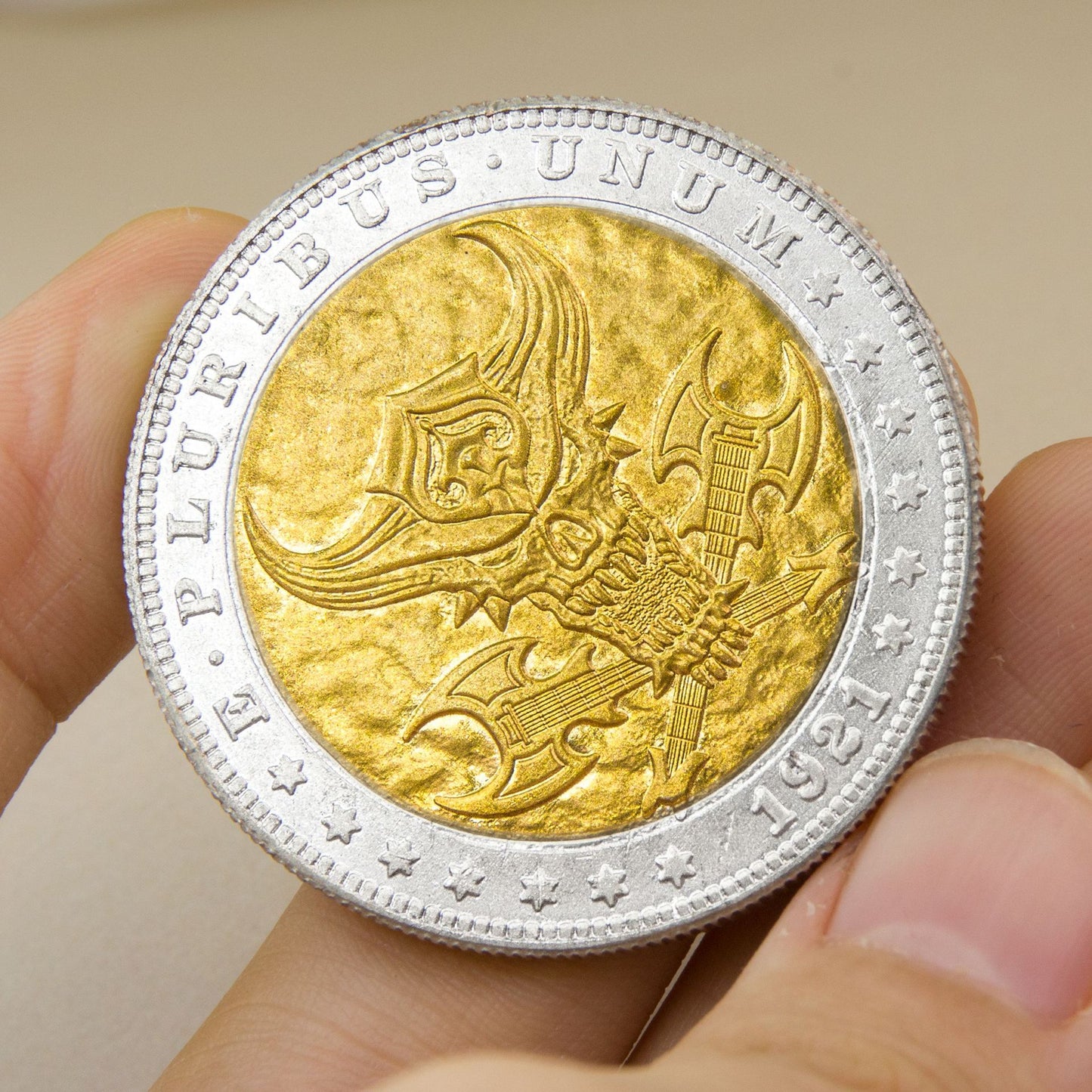 1921 Guitar Skeleton Gold & Silver Tone Coin