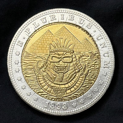 1893 Skeleton Pharaoh Gold & Silver Tone Coin