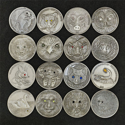 16 Animals Rhinestone 3D Relief Coin