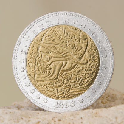 1896 Skeleton Scavenger Gold & Silver Tone Coin