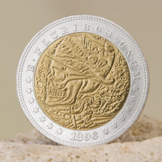 1896 Skeleton Scavenger Gold & Silver Tone Coin