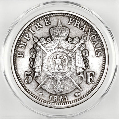 1861 France 5 Francs – Napoleon III Portrait Coin