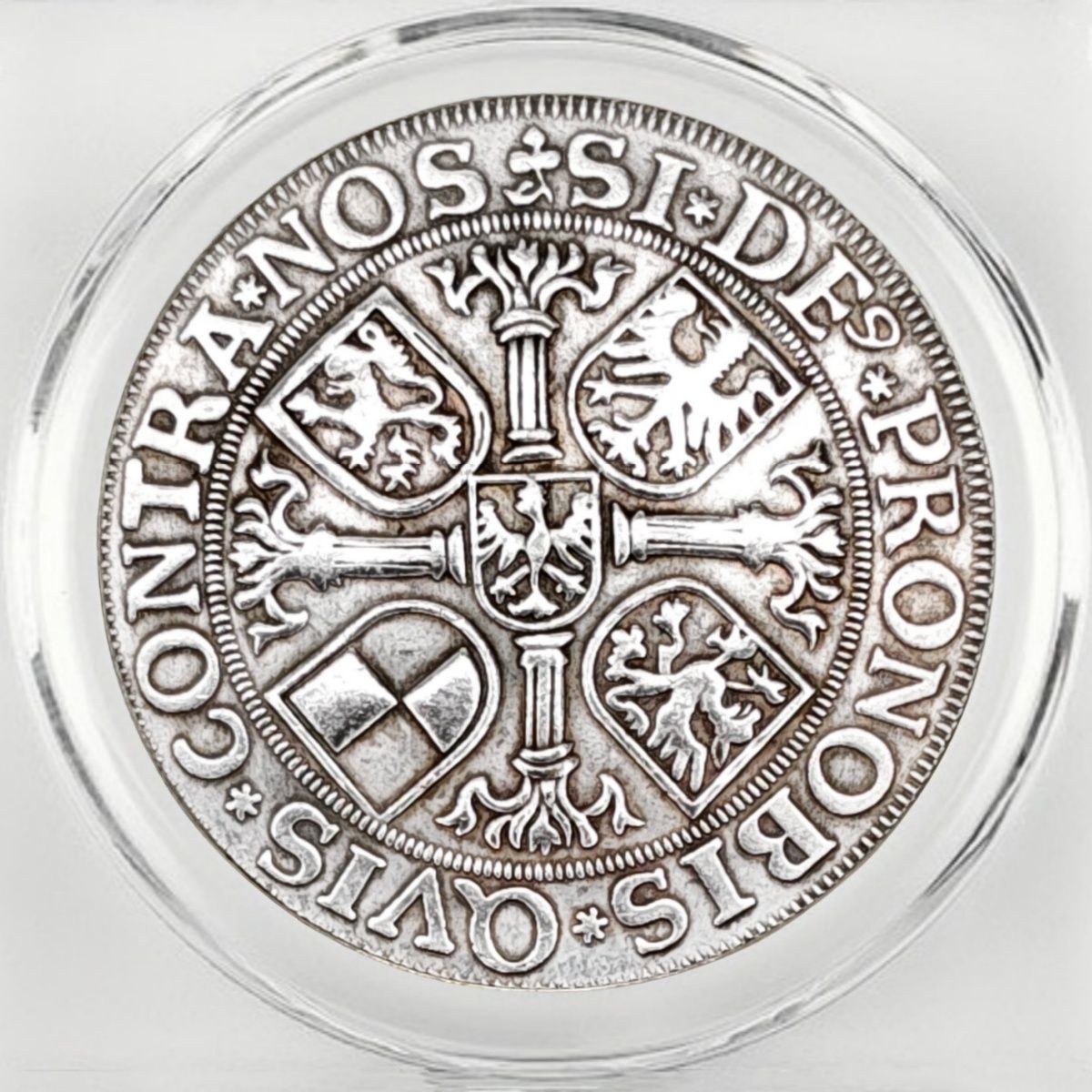 1542 Brandenburg–Franconian Margraviate Thaler – Double Royal Heraldic Cross Shield Silver Coin