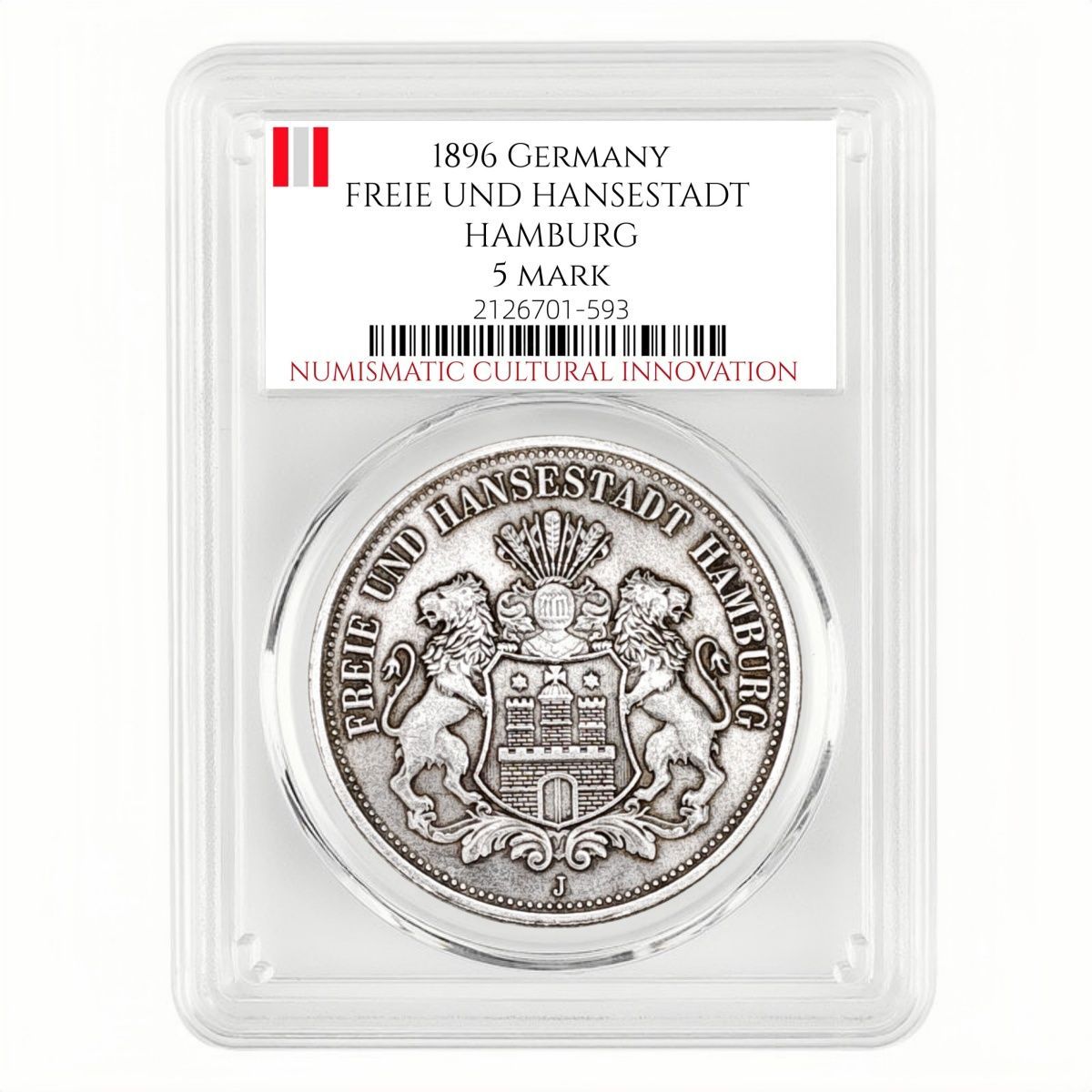 1896 Germany Freie Und Hansestadt Hamburg 5 Mark