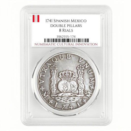 1741 Spanish Mexico 8 Reales Pillar Dollar Silver Coin