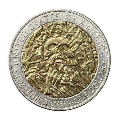 Hell Skeleton Gold & Silver Tone Coin