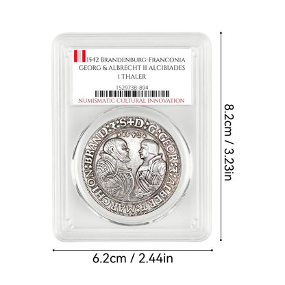 1542 Brandenburg–Franconian Margraviate Thaler – Double Royal Heraldic Cross Shield Silver Coin