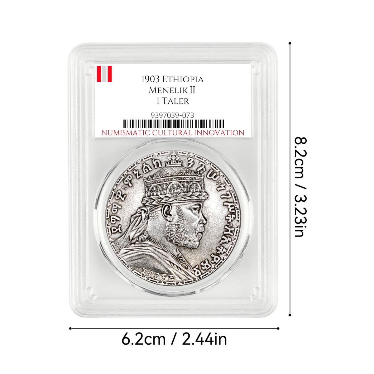 1903 Ethiopia 1 Taler - Emperor Menelik Il Lion Crown Coin