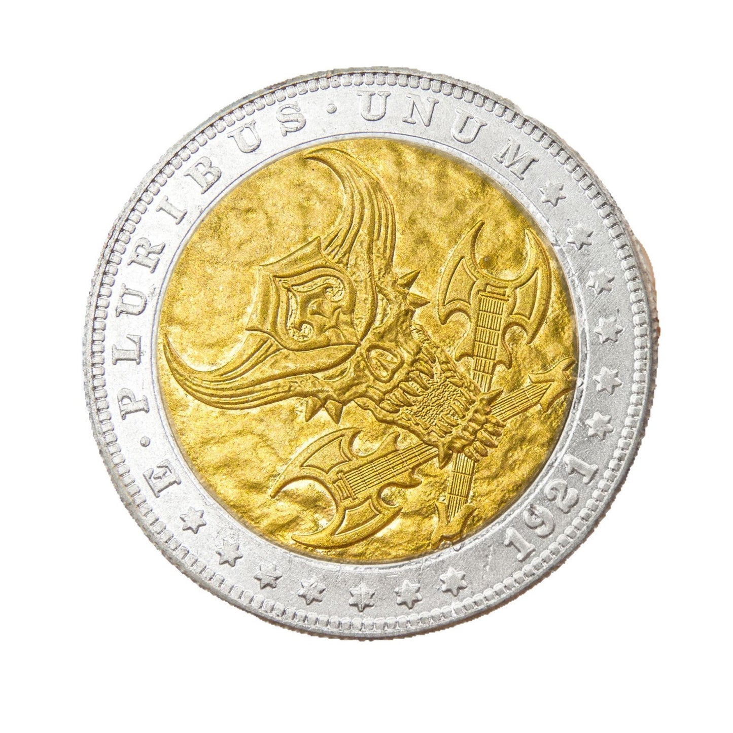1921 Guitar Skeleton Gold & Silver Tone Coin