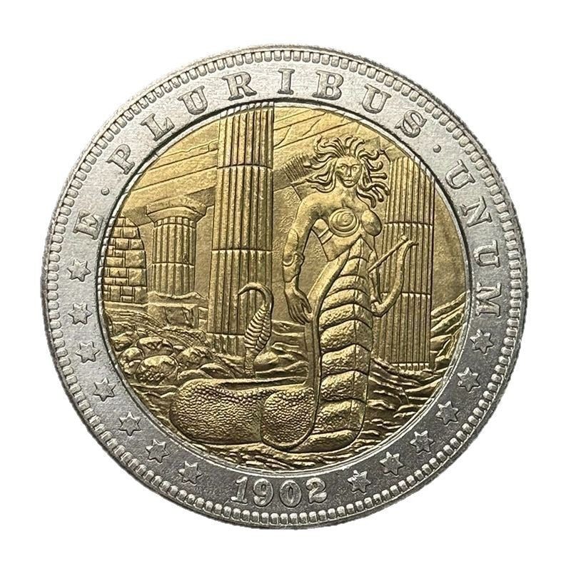 1902 Medusa Gold & Silver Tone Coin
