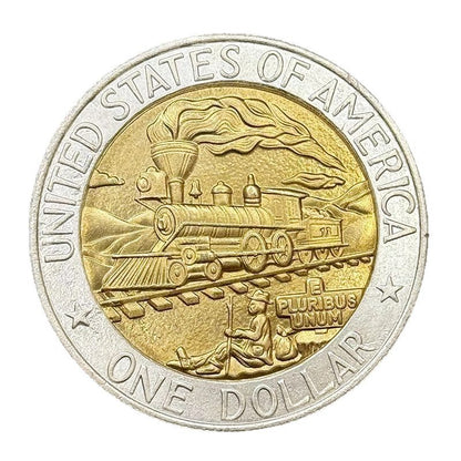 Train Locomotive Gold & Silver Tone Coin