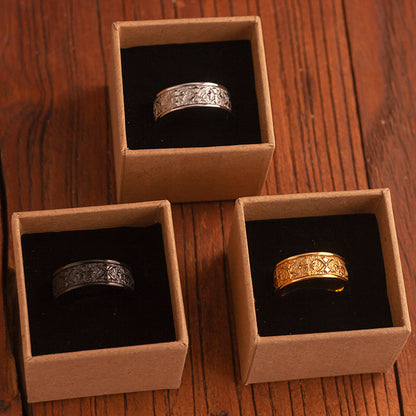 “Commandments” Exquisite Relief Cross Flower Ring