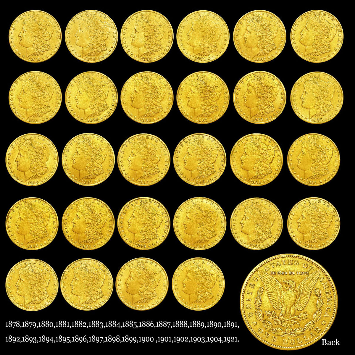 1878–1921 US Morgan Gold Dollar Replica