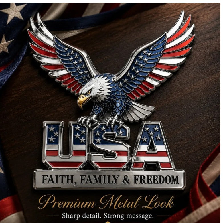 Patriot Flag Metal Car Emblem Badge