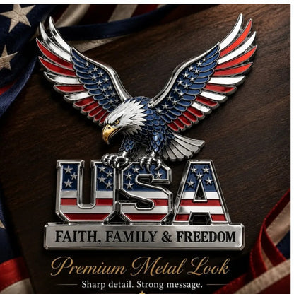 Patriot Flag Metal Car Emblem Badge