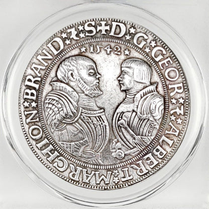 1542 Brandenburg–Franconian Margraviate Thaler – Double Royal Heraldic Cross Shield Silver Coin
