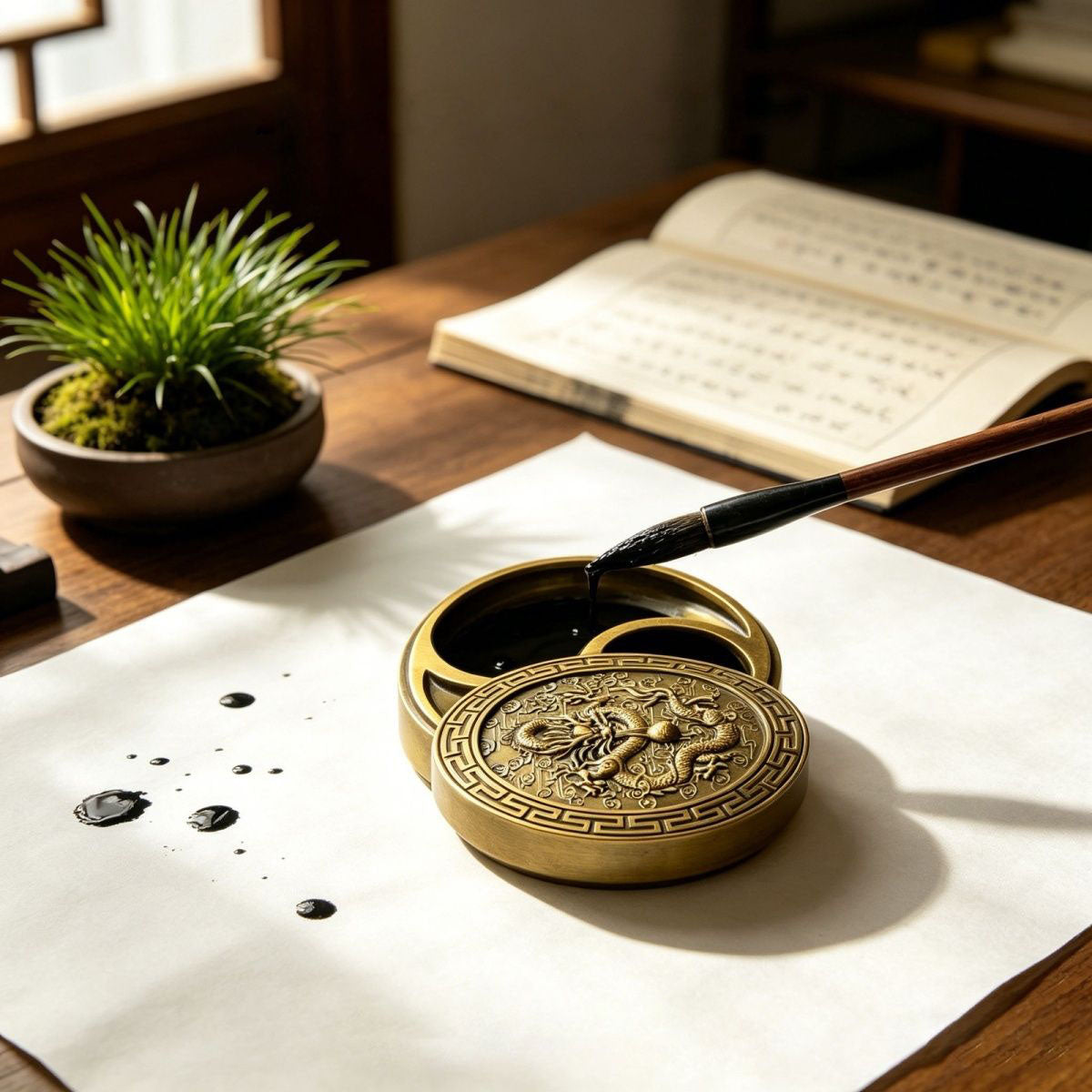 Dragon Pattern Bagua Ink Box