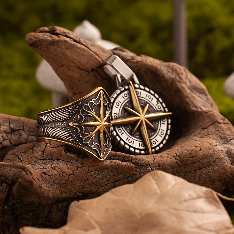 “Steadfast Guardian” Vintage Polaris Star Wide Band Ring