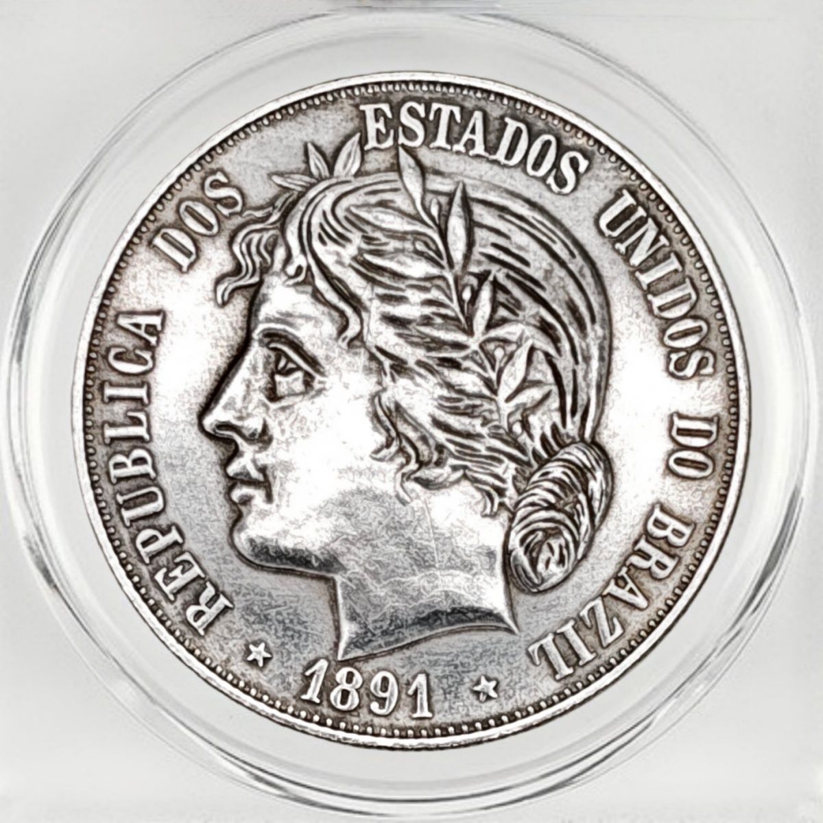 1891 Brazil Republic Liberty Goddess Laurel 2000 Reis
