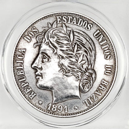 1891 Brazil Republic Liberty Goddess Laurel 2000 Reis