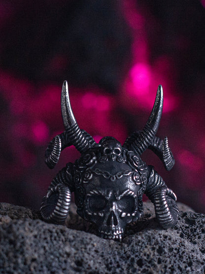 “Abyss Skull” | Ram Horn Gothic Pendant