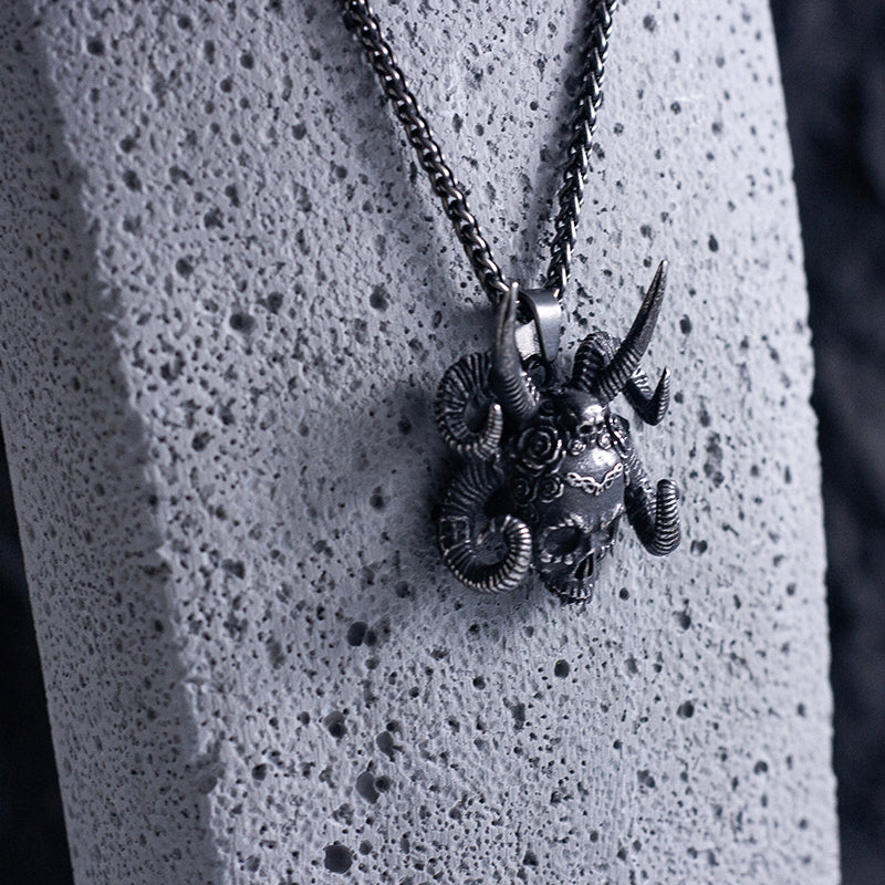 “Abyss Skull” | Ram Horn Gothic Pendant