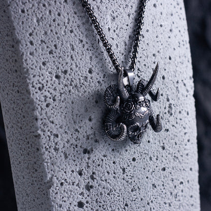 “Abyss Skull” | Ram Horn Gothic Pendant
