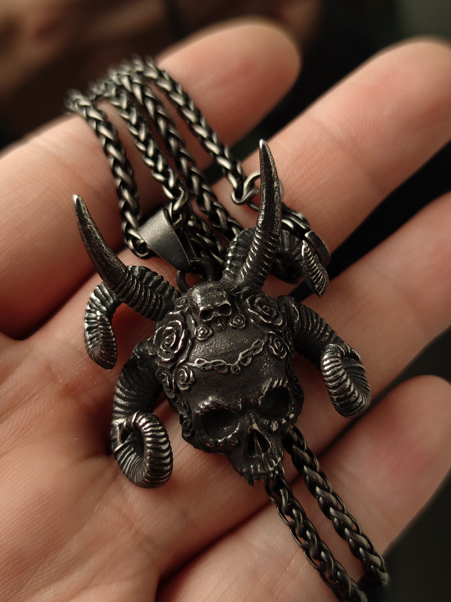 “Abyss Skull” | Ram Horn Gothic Pendant
