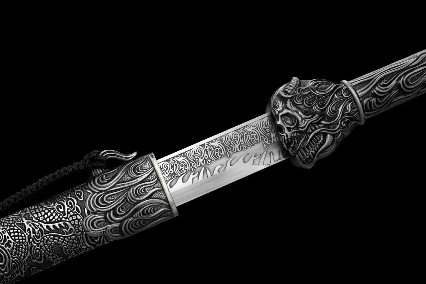 Tang dao,Tactical Sword High Carbon Steel Etching Blade,Alloy Fittings