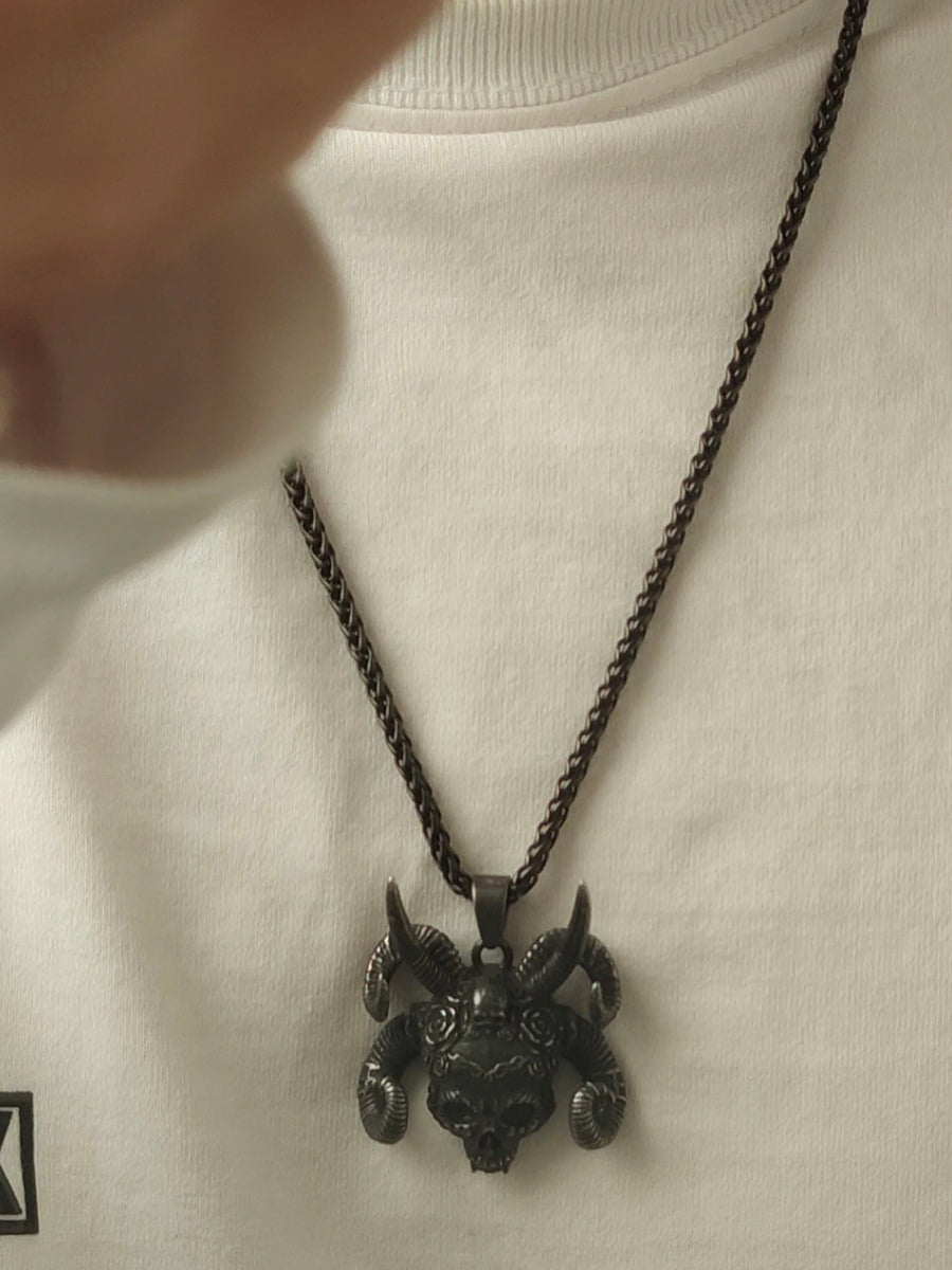 “Abyss Skull” | Ram Horn Gothic Pendant