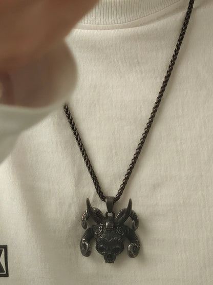 “Abyss Skull” | Ram Horn Gothic Pendant