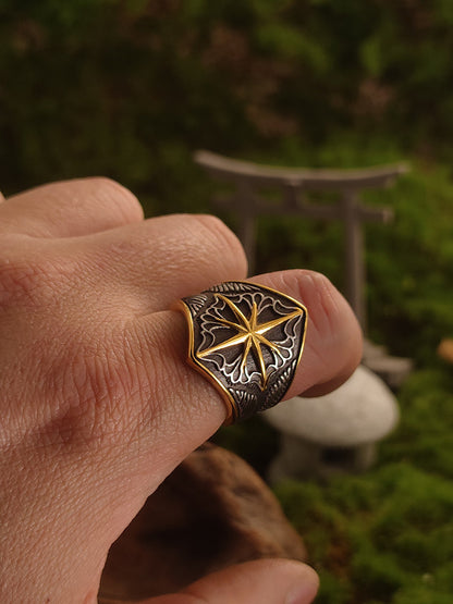 “Steadfast Guardian” Vintage Polaris Star Wide Band Ring