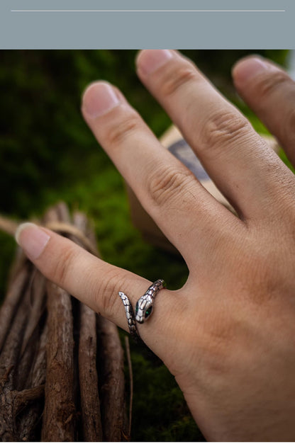 “Spirit Serpent” Dark Vintage Slim Snake Ring