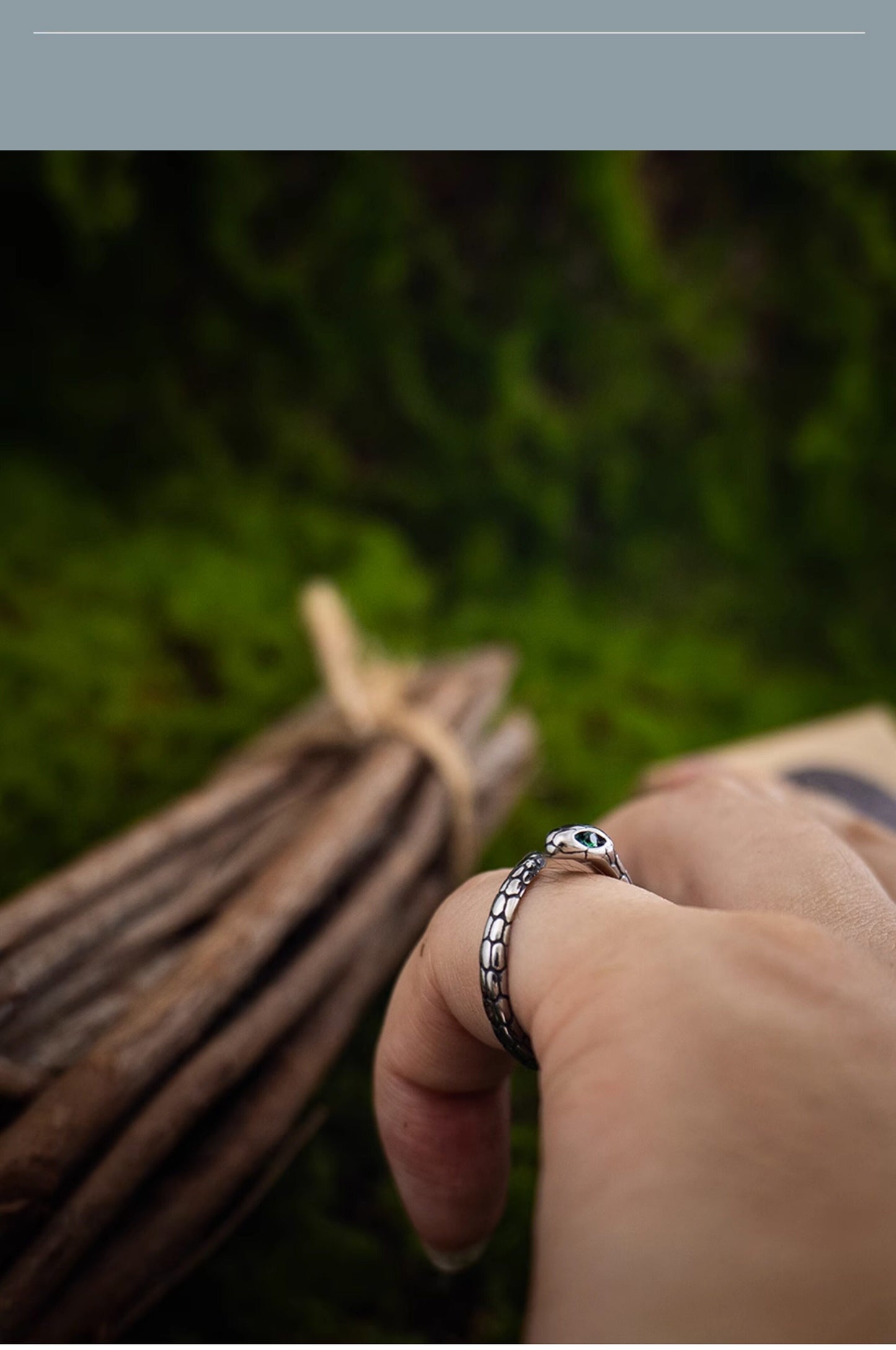 “Spirit Serpent” Dark Vintage Slim Snake Ring