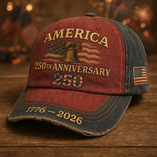 America 250th Anniversary Embroidered Baseball Cap