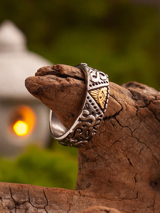 “Supernatural Perspective” | American Retro All-Seeing Eye Gold-Accent Ring