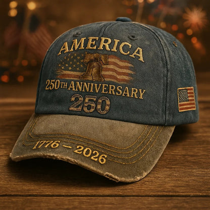 America 250th Anniversary Embroidered Baseball Cap