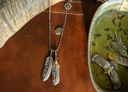 Japanese Street Feather Pendant Necklace