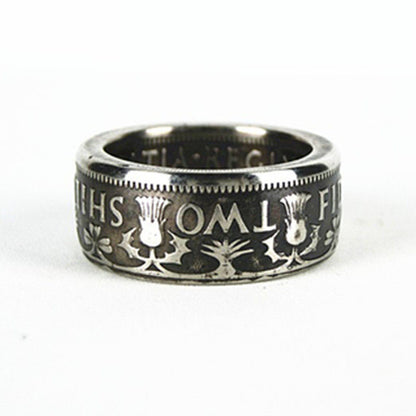 “Queen’s Shilling Ring” | Vintage British 2 Shillings Handmade Coin Band